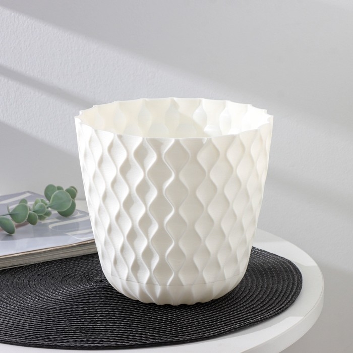 Горшок для цветов с поддоном &laquo;Wave&raquo;, 2,5 л, d=17,5 см, цвет белоснежный