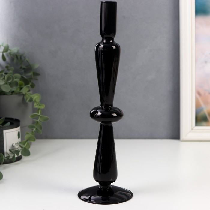 Подсвечник стекло на 1 свечу Подсвечник стекло на 1 свечу "Эльзас" чёрный 30х8,5х8,5 см