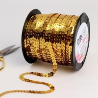 Пайетки на нити, 6 мм, 91 ± 1 м, цвет золотой №242 Пайетки на нити, 6 мм, 91 ± 1 м, цвет золотой №242