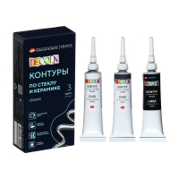 Набор контуров по стеклу и керамике, набор 3 цвета х 18 мл, ЗХК Decola, (5341375)