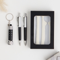 Набор подарочный 3в1 (2 ручки, фонарик черный) Набор подарочный 3в1 (2 ручки, фонарик черный)