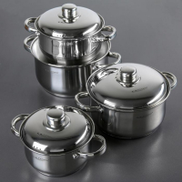 Набор кастрюль &laquo;Гретта&raquo;, 4 предмета: 1.8 л, 2.5 л, 3.4 л, 4.5 л, капсульное дно, индукция, нержавеющая сталь, AISI - 201