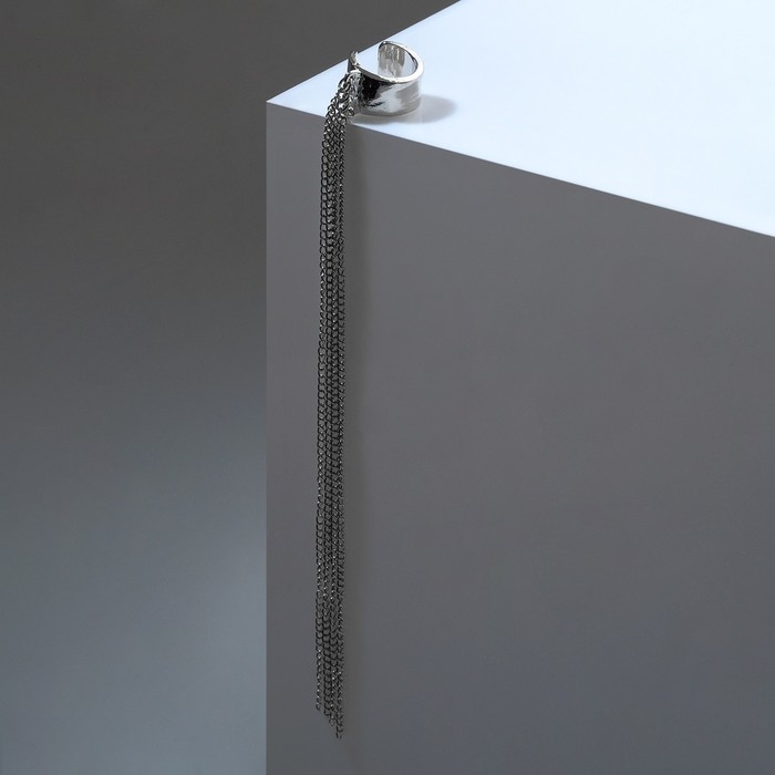 Серьга &laquo;Кафф&raquo; 4 цепочки, цвет серебро