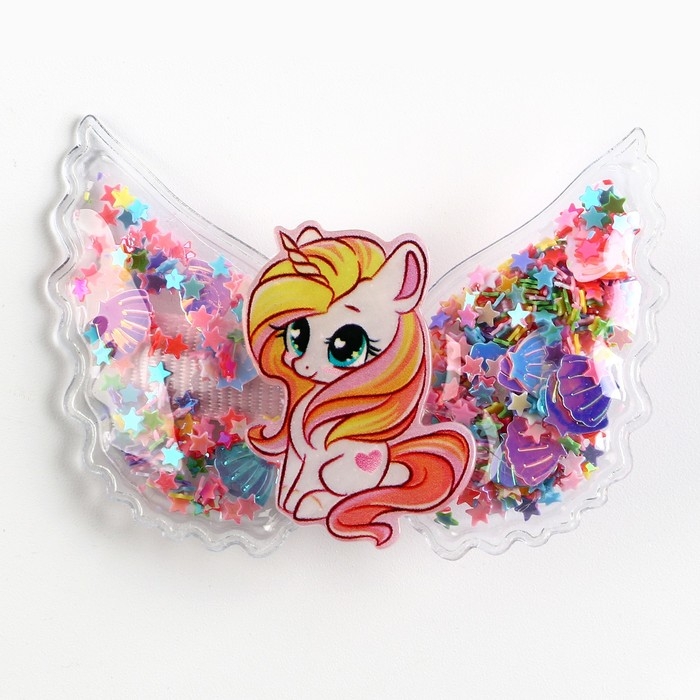Заколка для волос с шейкером &laquo;Милый единорожек&raquo;, 6 х 4.5 см