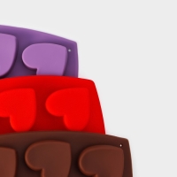 Форма для конфет и шоколада Доляна &laquo;Сердечки&raquo;, силикон, 15&times;14.5&times;1.5 см, 10 ячеек, МИКС