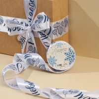 Лента атласная &laquo;С Новым годом&raquo;, белая, 4 см &times; 5 метров