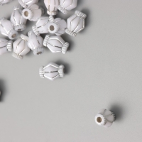 Бусины для творчества пластик "Ромб" бело-серебристые набор 20 гр 1,3х0,8х0,8 см