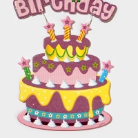 Декоративное украшение (подвеска) "Happy Birthday" 42х26 см, цв. розовый