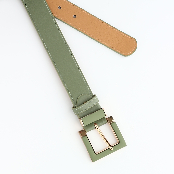 Ремень женский, ширина 3 см, винт, пряжка кожа, цвет оливковый