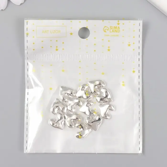 Бусина для творчества металл "Сердечко" серебро 1.1х1.1 см