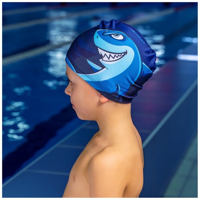 Шапочка для плавания детская &laquo;Акула&raquo;, тканевая, обхват 46-52 см