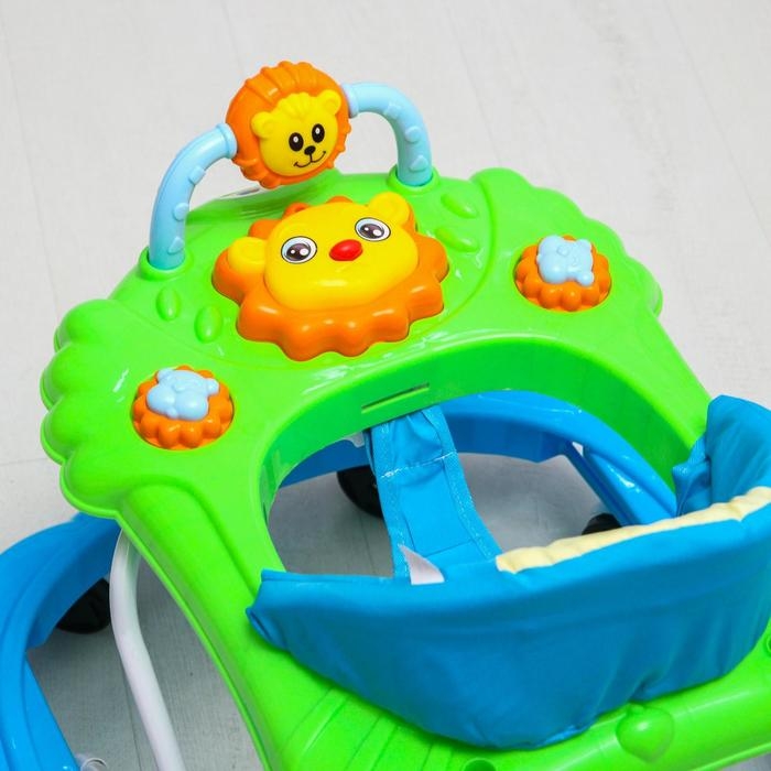 Ходунки &laquo;Львенок&raquo;, 8 колес, тормоз, муз., игрушки, синий-зеленый