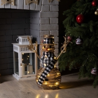 Светодиодная фигура &laquo;Снеговик&raquo; 24 &times; 50 &times; 15 см, текстиль, металл, батарейки ААх2 (не в комплекте), свечение тёплое белое