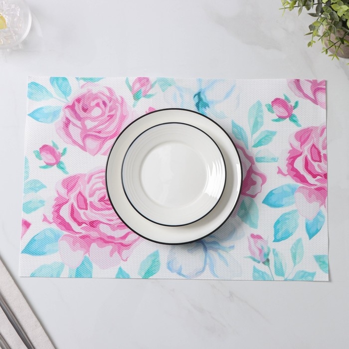 Салфетки сервировочные на стол Доляна &laquo;Бутоны&raquo;, 4 шт, 45&times;30 см