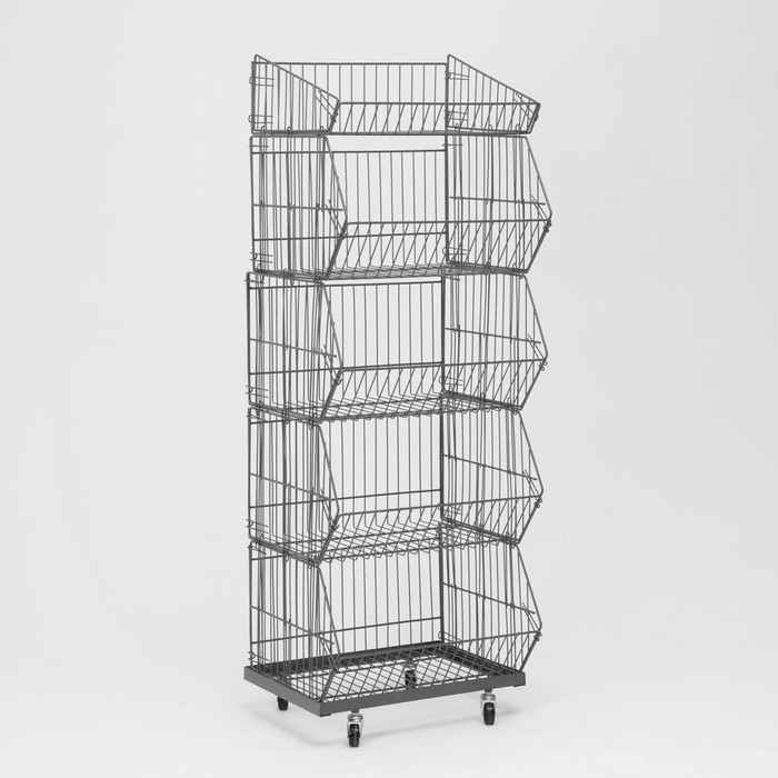 Накопитель разборный на колесах, 5 корзин, 50&times;43&times;147, цвет серый