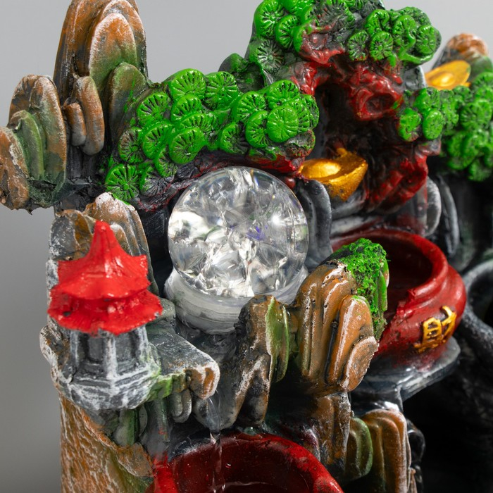 Фонтан настольный полистоун от сети свет "Водяная мельница и пагода" 30х19х31 см