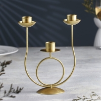 Подсвечник "Трио" металл на 3 свечи, 17х18 см, золотой Подсвечник "Трио" металл на 3 свечи, 17х18 см, золотой