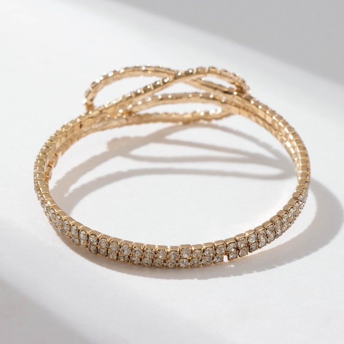 Браслет со стразами &laquo;Лёд&raquo; волны, цвет белый в золоте