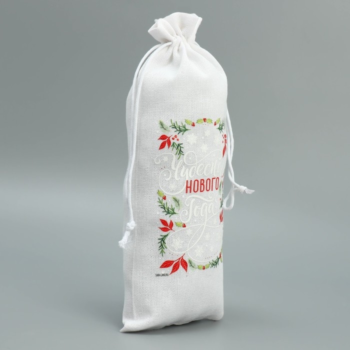 Мешок с термонаклейкой под бутылку &laquo;Счастье в моменте&raquo;, 13 х 31 см +/- 1.5 см, Новый год