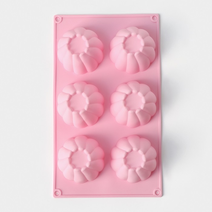 Форма для муссовых десертов и выпечки Доляна &laquo;Сладости. Мусс&raquo;, силикон, 29,5&times;17,5 см, 6 ячеек (d=7,2 см), цвет МИКС