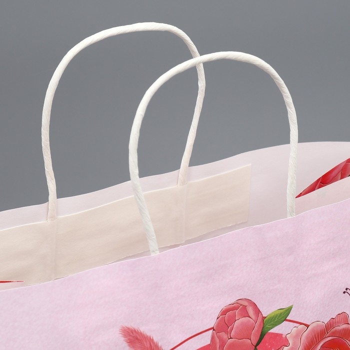 Пакет подарочный крафтовый, упаковка, &laquo;Тебе&raquo;, цветы, 32 х 28 х 15 см