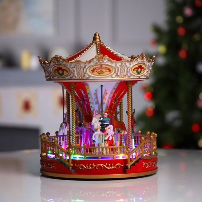 Светодиодная фигура &laquo;Красная карусель&raquo; 23 &times; 28 &times; 23 см, полистоун, USB, свечение мульти