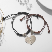 Браслеты &laquo;Неразлучники&raquo; лучшие друзья, цвет чёрно-коричневый ,12,5см