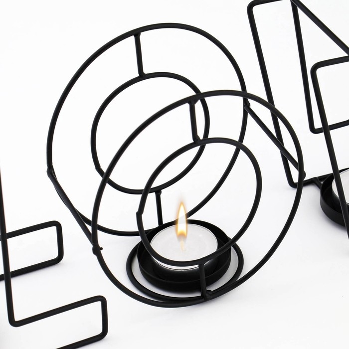 Подсвечник металлический настольный Подсвечник металлический настольный "Love", 13.5 х 42 см, чёрный