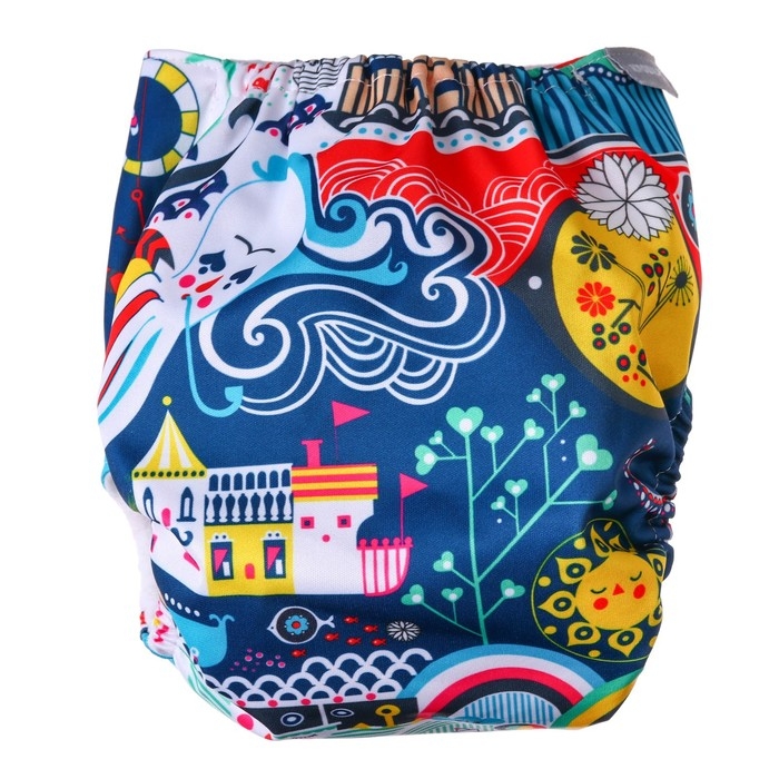 Трусики-подгузник, многоразовый «Океан» на кнопках (S,М,L), Крошка Я Трусики-подгузник, многоразовый «Океан» на кнопках (S,М,L), Крошка Я