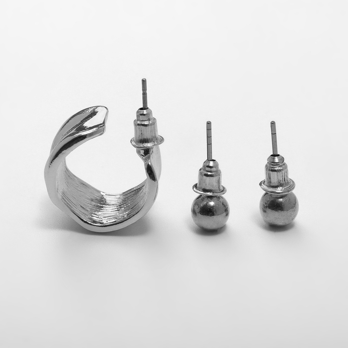 Набор серьги и каффы 4 шт &laquo;Нежность&raquo; композиция, цвет серебро