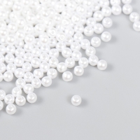 Набор бусин "Рукоделие" пластик, диаметр 4 мм, 25 гр, снежно-белый Набор бусин "Рукоделие" пластик, диаметр 4 мм, 25 гр, снежно-белый