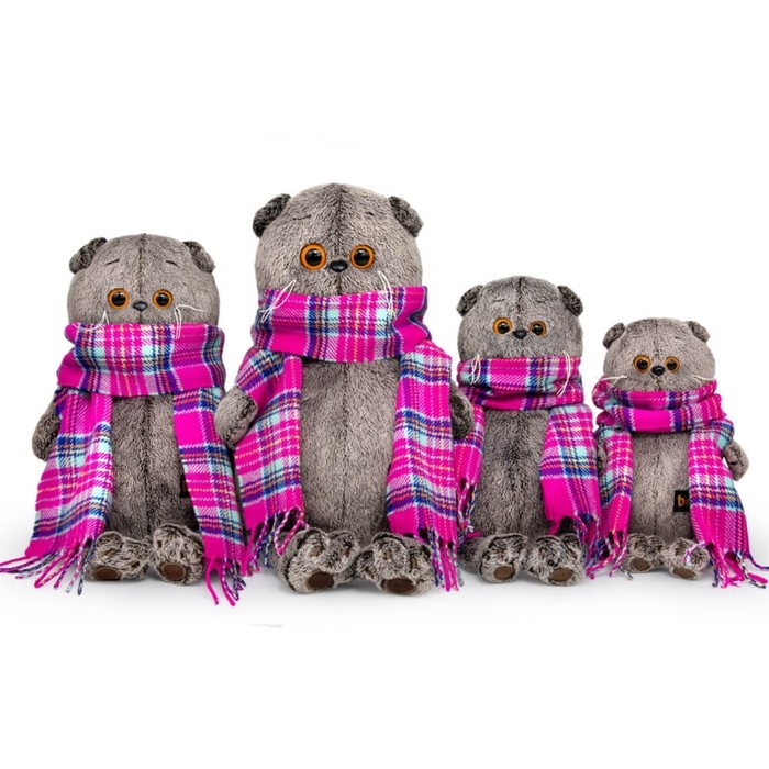 Мягкая игрушка &laquo;Басик&raquo;, в ярко-розовом шарфе, 22 см