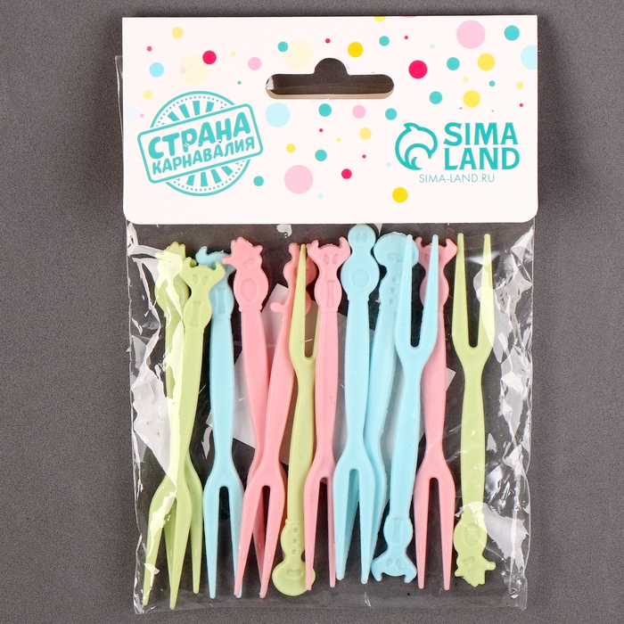 Шпажки &laquo;Зверюшки&raquo;, набор 12 шт., 9 см, цвет МИКС