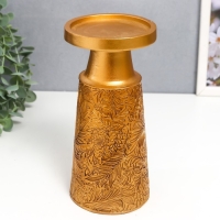 Подсвечник полистоун на 1 свечу "Растительные узоры" золото 19,5х9,5х9,5 см