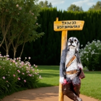 Садовая фигура "Собака - Объект охраняется" 61х24см