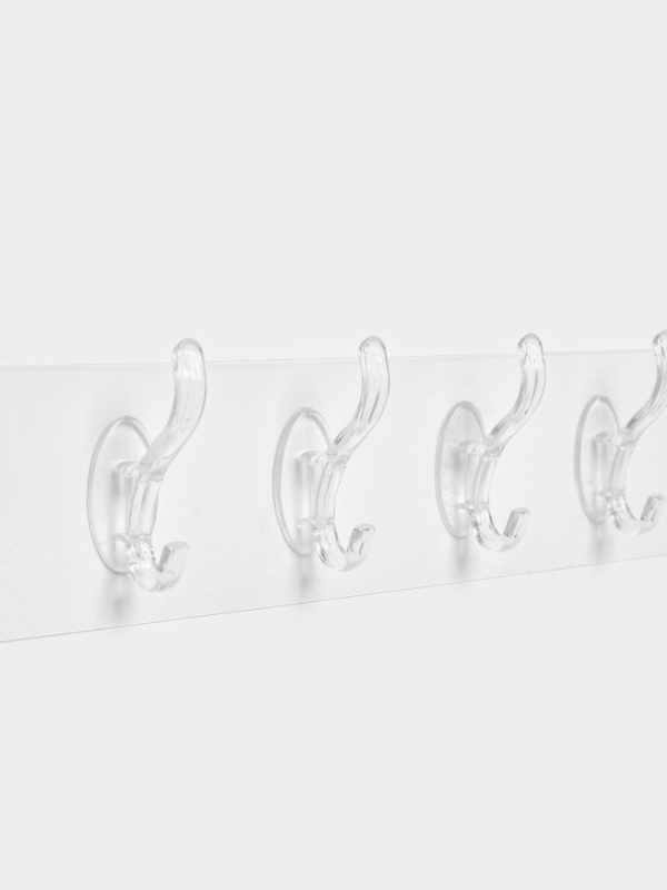 Крючки настенные самоклеящиеся, 6 крючков на общей гибкой прозрачной основе