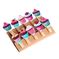 Прищепки декоративные с верёвкой для подвеса &laquo;Кейки&raquo; набор 10 шт.