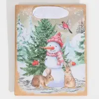 Пакет подарочный новогодний крафтовый &laquo;Заснеженный лес&raquo;, S 12 х 15 х 5.5 см