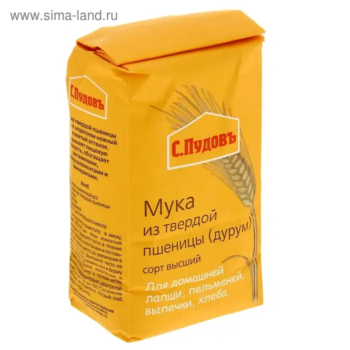 Мука &laquo;С. Пудовъ&raquo;, из твердой пшеницы в/с (крупка), 500 г