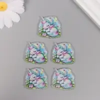 Декор для творчества акрил "Единорожка в косынке сладко спит на лужайке" 2,9х3х0,2 см