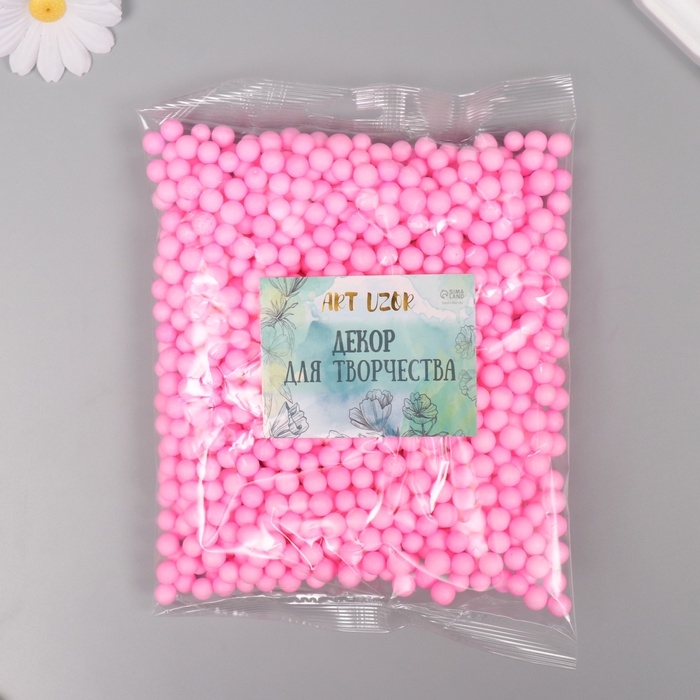 Декор для творчества пенопласт "Ассорти шариков" фуксия набор 10 гр