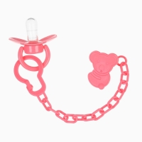 Пустышка классическая, с держателем, +0мес., цвет розовый