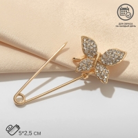 Булавка &laquo;Бабочка&raquo;, 5 см, цвет белый в золоте