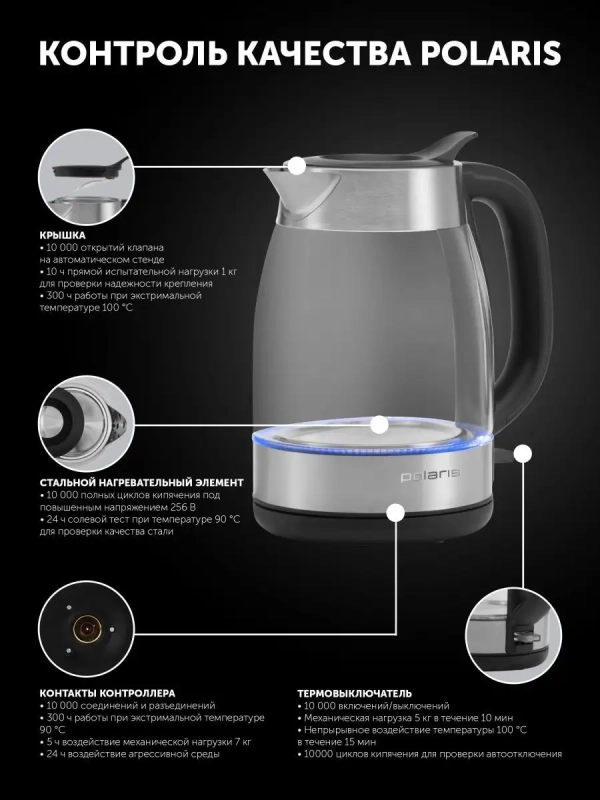 Чайник электрический PWK 1817CGL Water Way Pro стеклянный