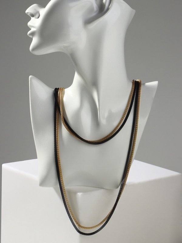 Бусы 2 нити &laquo;Трансформер&raquo; (несколько способов носки), цвет чёрно-золотой, 118 см