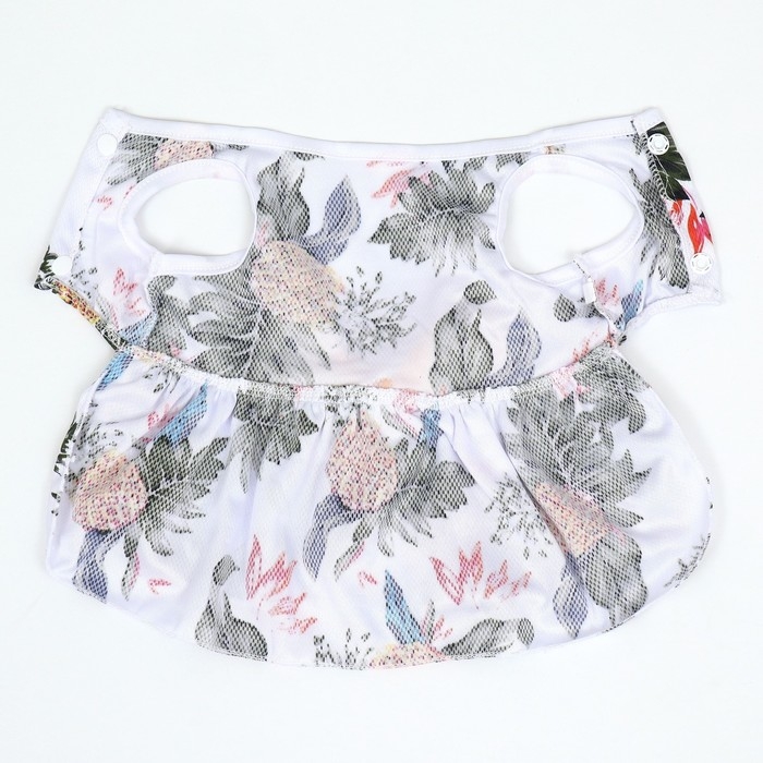 Платье для животных Тропики, S (ДС 25, ОГ 35 см), белое