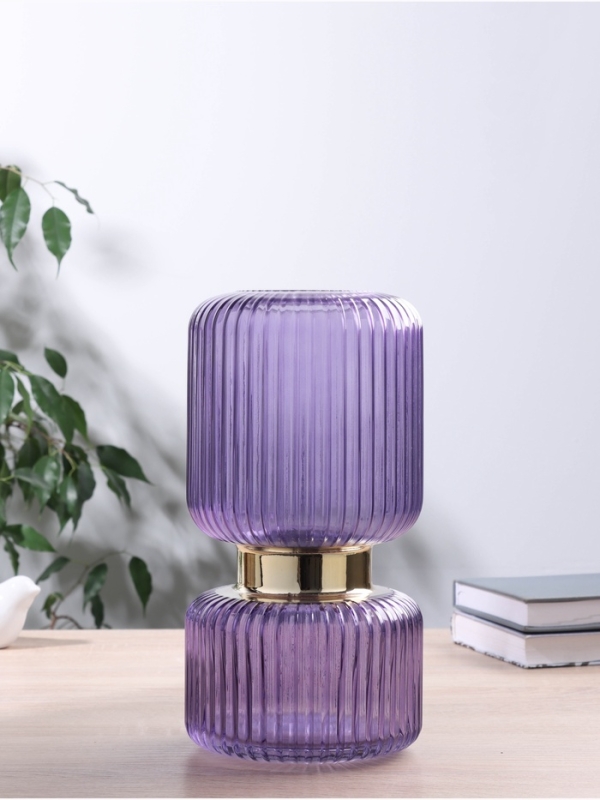 Ваза стекло настольная "Мона" d-7см, h-27х11 см, сиреневый