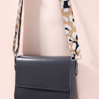 Ручка для сумки стропа с караб-ми 140&plusmn;1*3,8см орнамент леопард бежевый/серебряный АУ