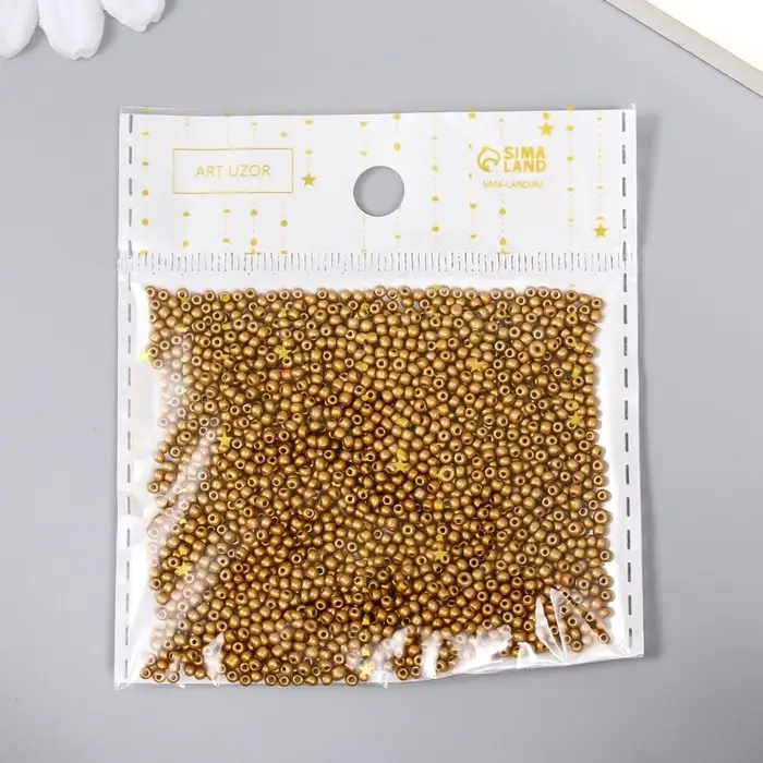Бисер стекло 12/0 "Золотой" 15 гр МИКС