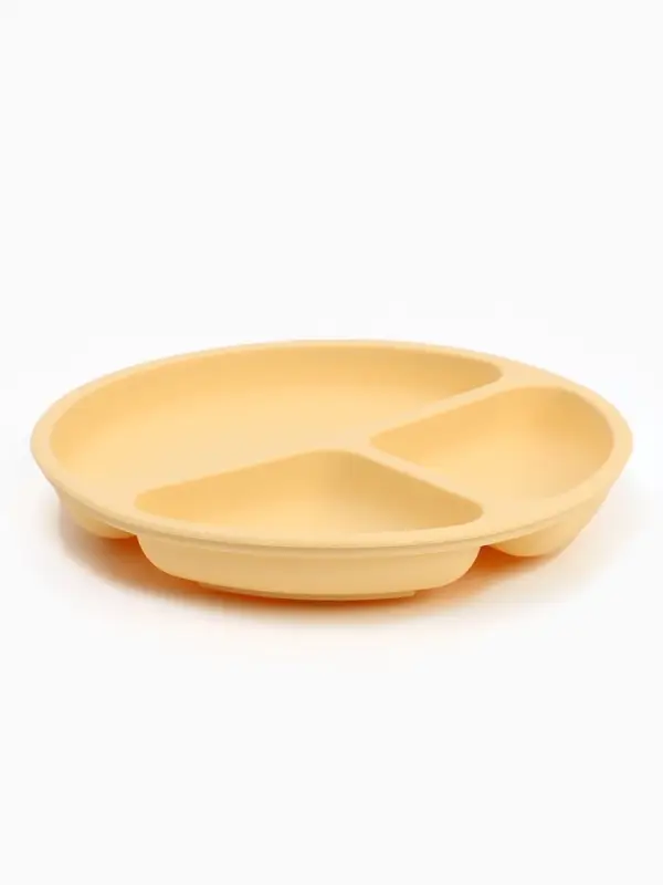 Тарелка детская секционная с ложкой и вилкой, 3 секции, молочный, Mum&Baby